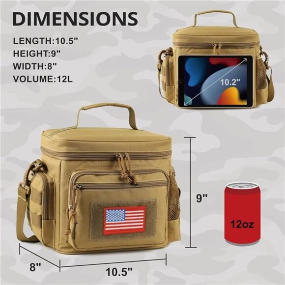 Lunch Box for Men, Tactical Lunch Bag Webbing Leakproof Insulated Large LunchBox - Picture 6 of 7